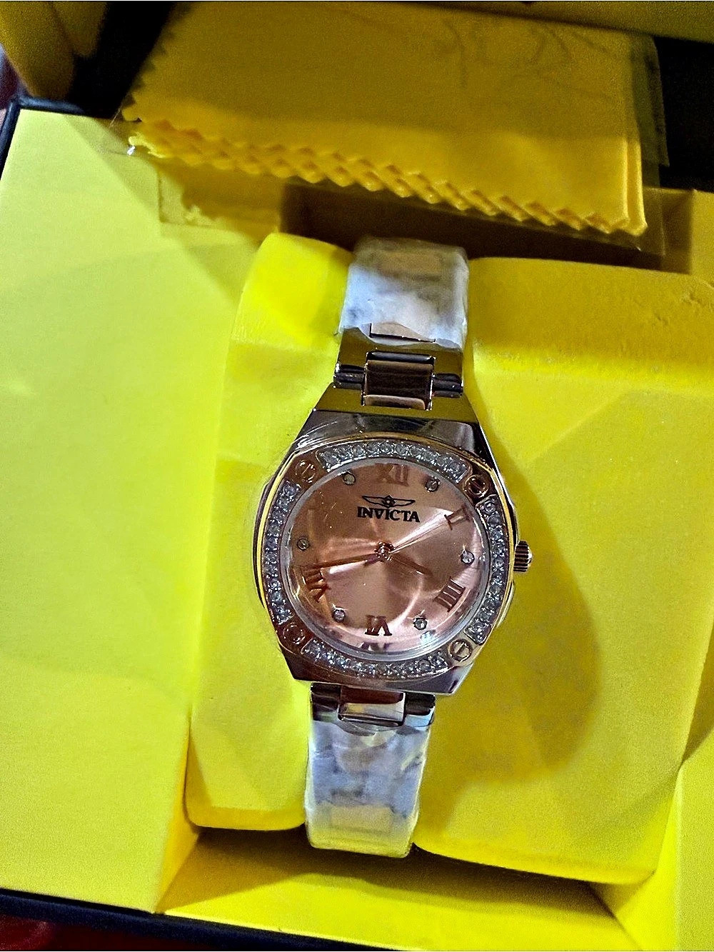 Invicta Crystal-Accented Watch in Gold & Silver